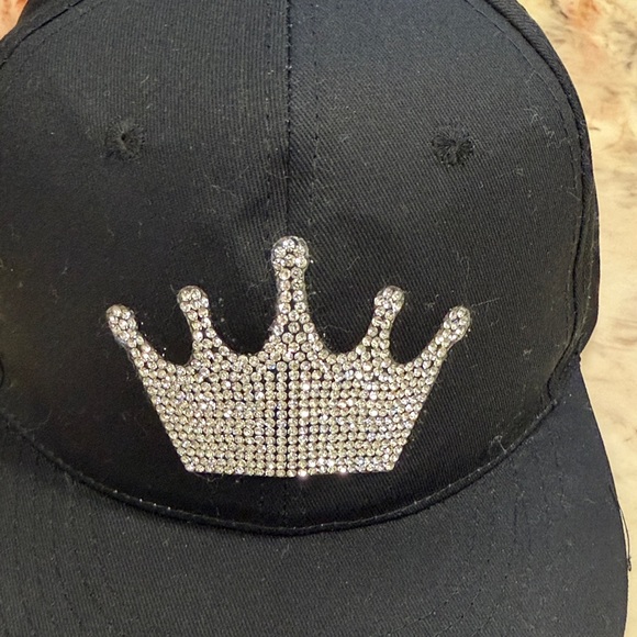Black Crown Rhinestone Baseball Cap - Picture 2 of 2